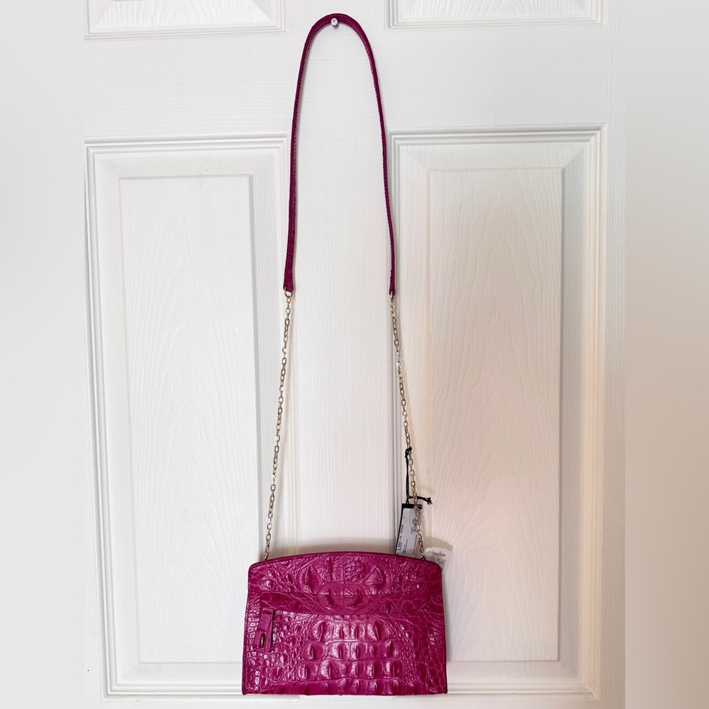 FURLA Italian Cute Pink Crocodile Embossed
Crossbody Bag W/ Chain-Leather Strap